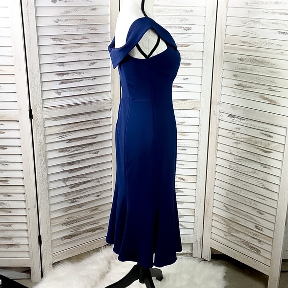 GAL MEETS GLAM | Tyler Navy Off Shoulder Bow Dress - Picture 6 of 10